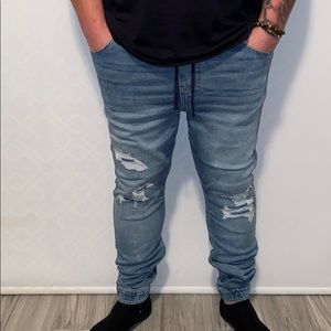 Light blue jean joggers